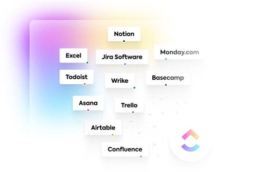 Übersicht verschiedener Projektmanagement-Tools: Notion, Jira, Monday.com, Excel, Todoist, Wrike, Basecamp, Asana, Trello, Airtable, Confluence.